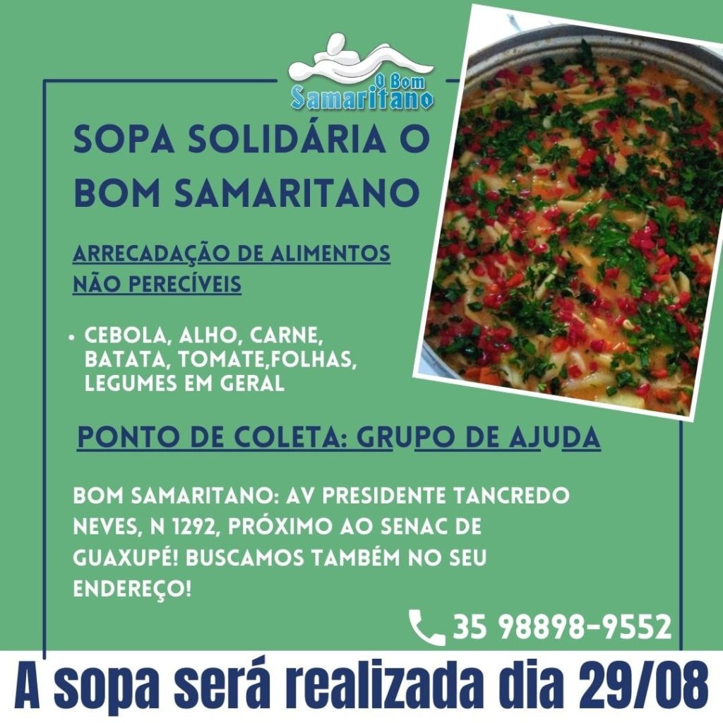 Colabore com a Sopa Solidária do Bom Samaritano
