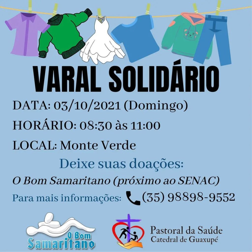 Varal Solidário do Bom Samaritano e da Pastoral da Saúde da Catedral de Guaxupé