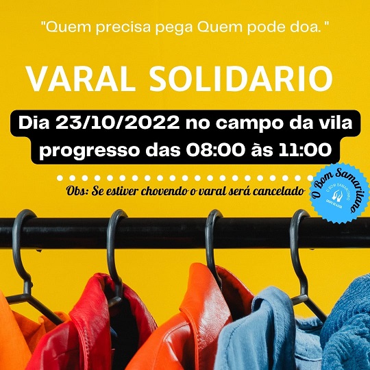 Bom Samaritano realizará Varal Solidário na Vila Progresso
